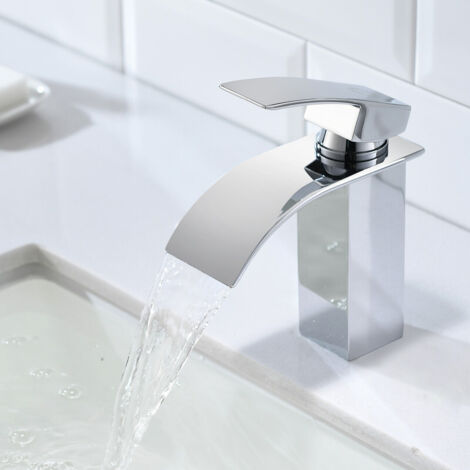 Cecipa – Mitigeur de lavabo cascade à poignée unique – Laiton chromé – Hauteur 84 mm – Installation monotrou rapide – Design moderne pour salle de bain (1/5)