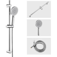 Sofetiy Max Barre de Douche avec Douchette à Main avec 4 jets Supprt de Pomme et Tuyau Flexible Ensemble de Douche Réglable Système de Douche en Acier Inox Chromé