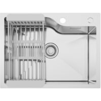 Anycee Max Évier Cuisine Acier Inoxydable Argent, 60 × 45 × 18 CM Évier de Cuisine 1 Bac avec Panier de Drainage