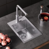 CECIPA MAX Évier de cuisine en acier inoxydable, 30 x 45 cm, Petit évier de cuisine, évier à poser, brossé