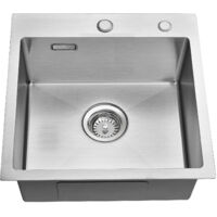 Auralum Évier Cuisine 45x45x19 CM Évier 1 Bac Brossé en Acier Inox 304 Évier à Encastrer avec Système de Drainage, Pour meuble de 50cm