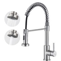 Auralum Robinet de cuisine avec douchette à ressort en acier inoxydable brossé Robinet de cuisine pivotant à 360 ° en acier inoxydable