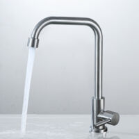Auralum Robinet Eau Froide Chromé avec Flexible Raccordement, Mitigeur Cuisine avec Bec Hauteur 240 mm