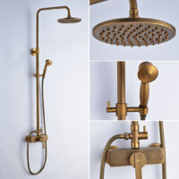 Auralum Colonne de Douche Hauteur Réglable Ensemble de Douche Deux jets au choix Laiton Élégant Rétro