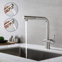 Lonheo Robinet de Cuisine avec 2 Fonctions Douchette Extractible Mitigeur d'évier 7-Forme en Acier Inoxydable avec Barboteur démotable