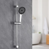 Barre de douche avec 5 modes de jet, douchette à main et flexible, ensemble de douche réglable, système de douche en acier inoxydable chromé
