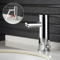 Auralum Mitigeur Lavabo Automatique à Infraroug Intelligent Robinet de Lavabo Infra Rouge Laiton Eau Chaude et Froide Robinet Mitigeur Lavabo Robinetterie Lavabo