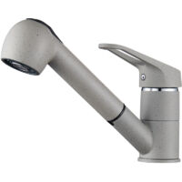 Auralum Robinet de Cuisine Rotatif 360° Mitigeur Cuisine Gris avec Douchette extractible, 2 Modes Jet et Aérateur démontable