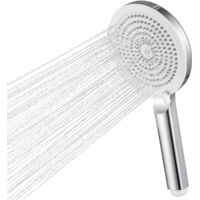 DERW MAX Pommeau de douche, douchette à main avec 4 jets, pommeau de douche de 127 mm, facile à nettoyer - Chrome + Blanc