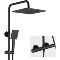 AURALUM MAX Système de douche avec thermostat 38 °C Mélangeur de douche Douche à effet pluie Set de douche avec douchette à main, noir