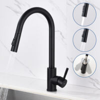 Lonheo Mitigeur de Cuisine Noir Rotatif à 360° Robinet Cuisine en Acier Inox avec 2 Fonctions Douchette Extractible