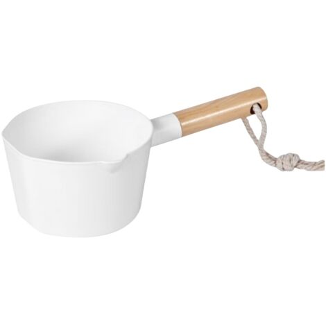 Pelle d'arrosage pour arroser les fleurs et prendre un bain Pelle de cuisine pour arroser la maison de style japonais avec corde de suspension peut tenir debout blanc
