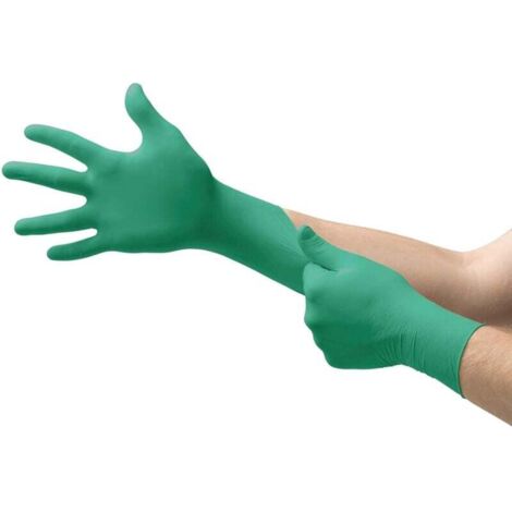 92-600 Gants Jetables en Nitrile, Non Poudrés, Haute Protection Chimique et Mécanique, Contact Alimentaire, Sécurité Industrielle, Sans Latex, Vert, Taille L (100 Gants)