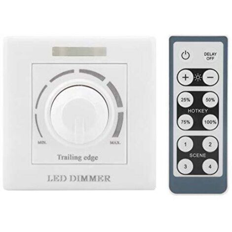 Variateur d'intensité LED, 220V 200W avec Télécommande Infrarouge Gradateur LED Interrupteur Universel Variateur de Lumière Button Interrupteurs Gradateur Commutateur