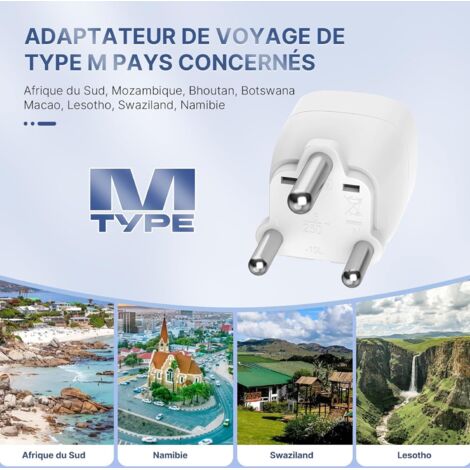 Oliveria 2 Pièces Adaptateur De Voyage France/Europe Vers Afrique Du