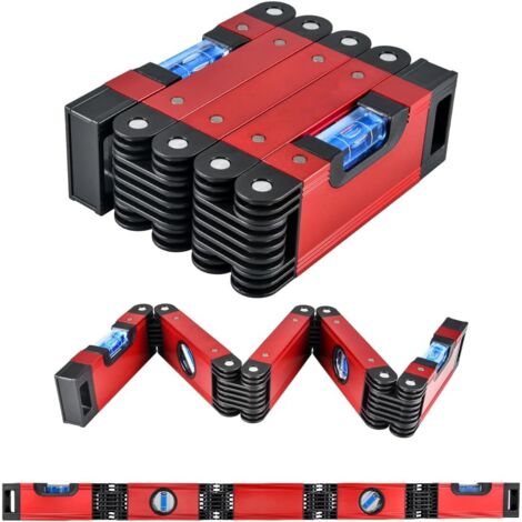 Juvyig Outil de niveau pliable multifonction – Outils de mesure multi-angles pour le travail du bois – Règle de nivellement précis dans n'importe quelle position avec aimant (alliage)