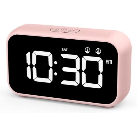 Réveil Numérique LED avec Fonction Snooze, 2 Alarmes, Surface Miroir Rechargeable USB 12 / 24H pour Bureau de Chambre (1/5)