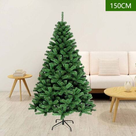 Sapin de Noël artificiel de 1,5m avec 450 branches et support pliable en métal, sapin de Noël artificiel en PVC de qualité supérieure,idéal pour la maison, le bureau et la décoration de fête (1/5)