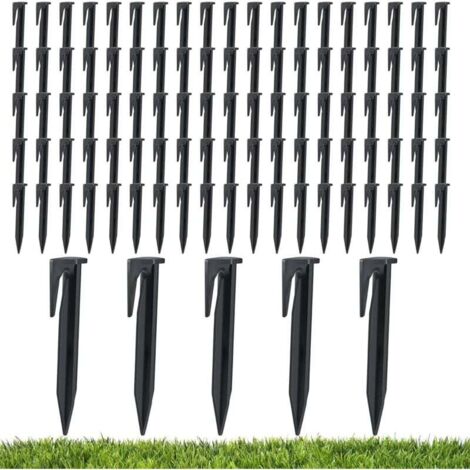 100 piquets de fixation pour câbles périmétriques, crochets pour robot tondeuse, piquets de terre pour câbles périmétriques, supports de câbles, compatibles avec Worx, Husqvarna et Gardena (1/5)