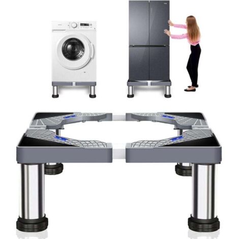 Support Machine a Laver, Socle Machine a Laver, Largeur Réglable 40-60cm, Avec 4 pieds Stable pour Machine à Laver, pour Réfrigérateur, Sèche-Linge, Congélateur, Hauteur 23-26cm