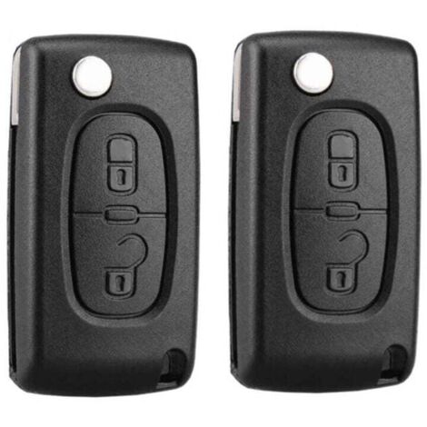 Lot de 2 coques de clé 2 boutons compatibles avec la clé pliable CE0536, adaptées aux modèles Peugeot 207, 307, 308, 407, 408, 3008, 5008 et Citroën C2, C3, C4, C5, C6, C8 (2 boutons, CE0536) (1/5)