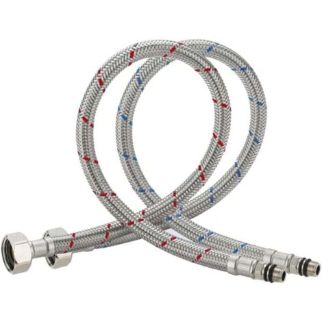 Lot de 2 raccords flexibles pour robinet mitigeur intégré de cuisine/lavabo, norme britannique, M10 x 1/2, longueur 600 mm