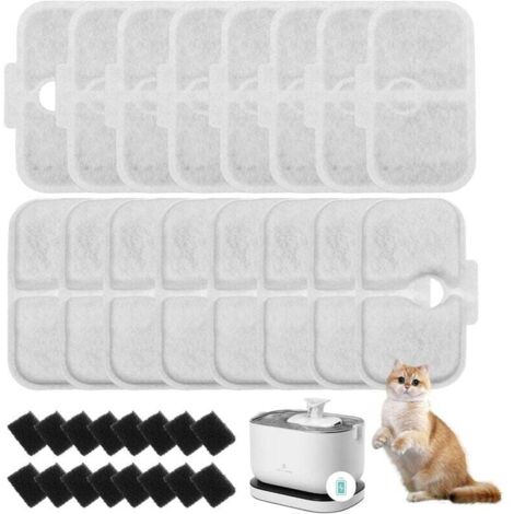 32 Pièces Filtre de Fontaine à Eau Petlibro pour Chat Emballé pour Fontaine à Eau pour Chat PLWF105/PLWF115/PLWF005,16 Cartouches Filtrantes et 16 Eponges en Mousse