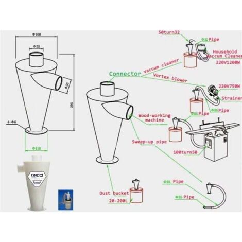Filtre Cyclone Haute Efficacité Pour Aspirateur - Collecteur De Poussière Industriel - Noir