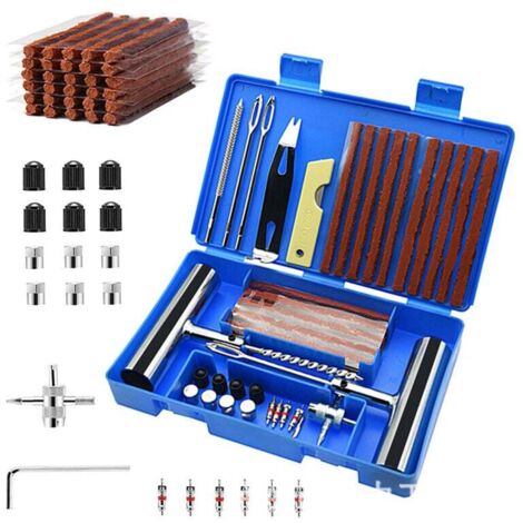 Ensemble de 58 pièces, kit de réparation de pneus, kit anti-crevaison pour voiture, outils de réparation de crevaison, adapté aux pneus de voiture et de moto