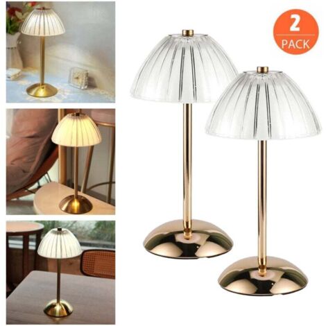 Lampe De Table Design Sans Fil En Aluminium Doré, Hauteur 35Cm