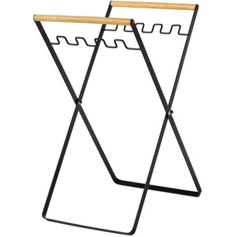 Support de sac poubelle pliable en fer, portable et pratique, utilisation multifonctionnelle pour le camping, le jardin et la lessive (noir) (1/5)