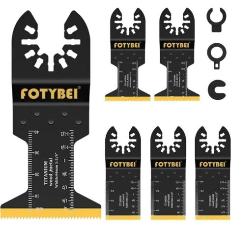Tool Lames de scie oscillantes en titane, ensemble d'accessoires de lames multi-outils 5 pièces pour plastique, bois, métal, compatibles avec Fein Dewalt Makita Parkside Black&Decker et plus encore