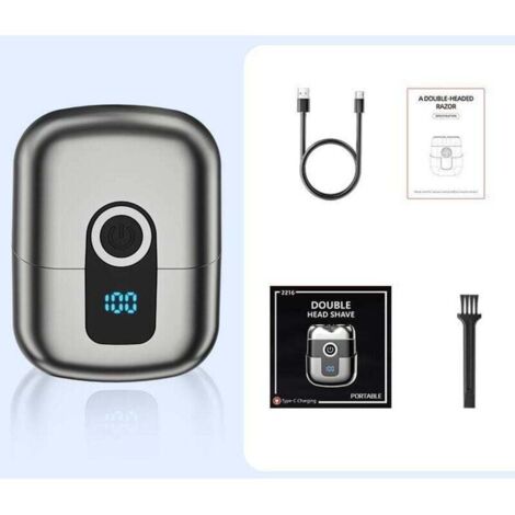 Mini rasoir électrique pour homme avec écran LED, étanche IPX6, portable, silencieux et lavable, Argent du pistolet