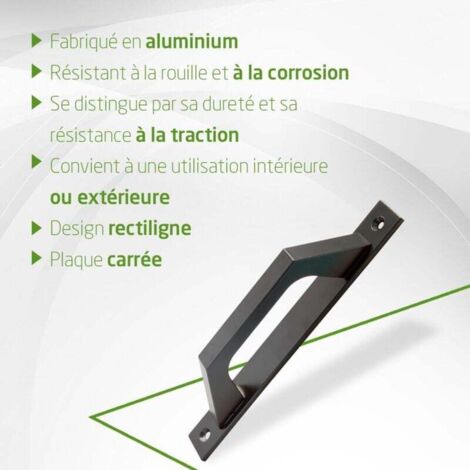 Poignée de porte droite en Aluminium - Poignée pour portes coulissantes ou partes battantes - 198 x 25 x 40 mm - Couleur Noir