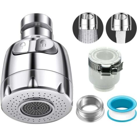 Aérateur de Robinet, Embout Robinet Cuisine Avec Rotation à 360°, Embout Robinet Avec 2 Modes D'écoulement de l'eau,Installation Facile universel pour la Plupart desC Robinets Conventionnels (1/5)