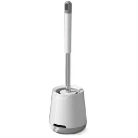 Brosse WC Silicone - Brosse Toilette et Supports, Anti-goutte, Antibactérienne, Balai WC Ventilée, Séchage Rapide sans Odeur, Balayette WC Montage Mural/au Sol, Salle de Bain et WC, Blanc (1/5)