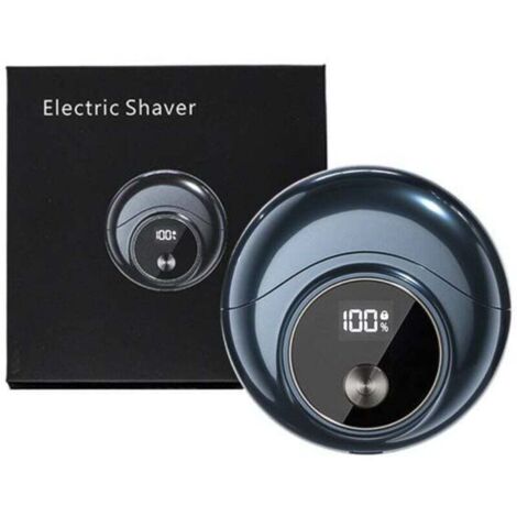 Mini Rasoir Électrique à Moteur Haute Vitesse, Étanche, Rechargeable par USB, Rasoir Rotatif Portable de Voyage, Bleu saphir