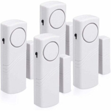 Lot de 4 alarmes pour portes et fenêtres – Alarmes de sécurité et anti-effraction pour la maison – Fonctionnement magnétique – 120 dB