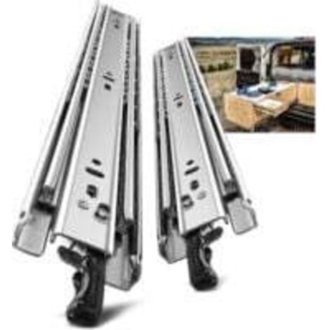 Glissières pour tiroirs robustes, capacité de charge jusqu'à 68 KG, avec serrure,Extension 400 mm, 1 Paire (2 pièces) (1/5)