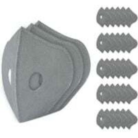 Lot de 30 filtres de rechange pour masque, tissu soufflé au charbon actif, filtre de rechange à 5 couches, réutilisable, masque anti-poussière respirant, adapté au travail du bois, taille universelle