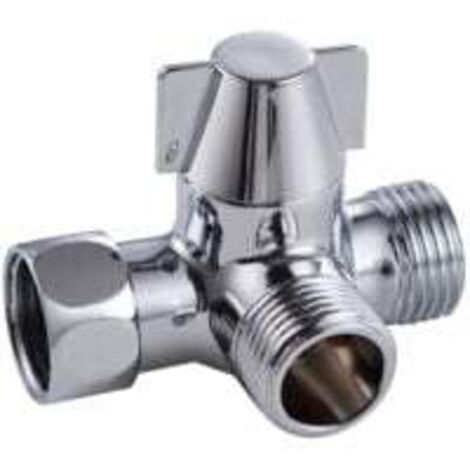 Valve 3 Voies En Laiton Massif, Inverseur à 3 Voies Commutateur Vanne, Vanne DéRivation Douche à 3 Voies, Vanne D'Adaptateur En T G1 / 2", Pour Douche, Douchette Et Bras De Douche Inverseur