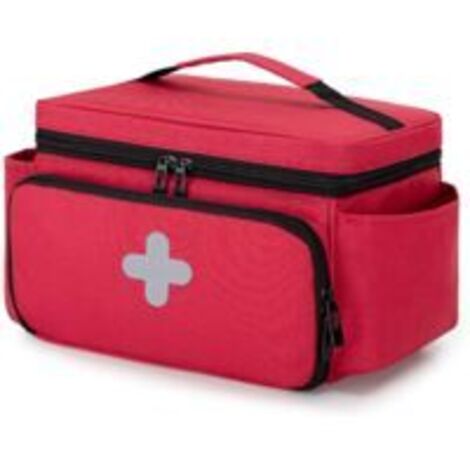 Sac Familial de Rangement pour Medicament, Organisateur de Premiers Secours pour Trousses Médicales d'urgence, Étui Vide, Rouge