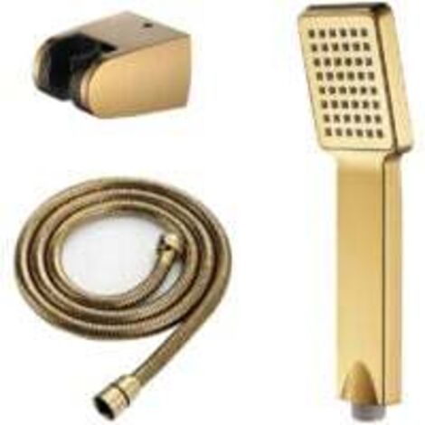 Douchette à main dorée, pommeau de douche en ABS, avec flexible de 150 cm et support, ensemble de douchette à main à haut débit (1/5)