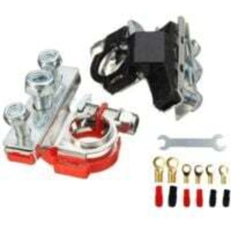 Lot de 2 bornes de batterie - 3 connecteurs - Bornes de batterie - 12 V - Bornes de batterie - Positif négatif - Pour voiture, camionnette, caravane, bateau