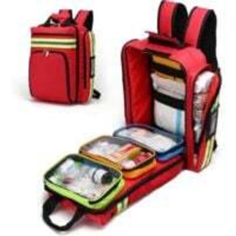 Trousse De Premiers Secours Vide Sac à Dos Sac d'Urgence-Étanche Résistant à l'Usure Dos Respirant Ajustable Respirant Pour Voyage Maison La Voiture Le Lieu De Travail Et l'Extérieur Rouge 451535cm