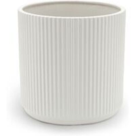 Pot de fleurs en céramique blanche à rayures verticales – Idéal pour plantation intérieure, décoration de salon, bureau ou jardin suspendu, compatible avec diverses plantes vertes,calibre 9.5 cm,haut