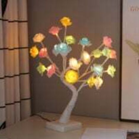 Lampe d'arbre à fleurs de roses Lampe de table à fleurs artificielles de roses brillantes Parfait pour la décoration intérieure Anniversaire Saint-Valentin et Noël (couleurs mélangées)