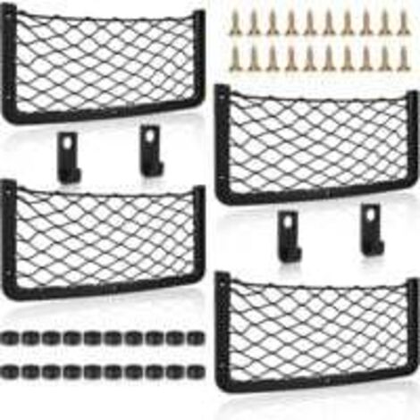 Filet de rangement pour voiture, filet de rangement pour coffre, grande taille, organiseur de poche pour voiture, camping-car, bateau, maison (36,5 x 18,5 cm, 4 pièces)