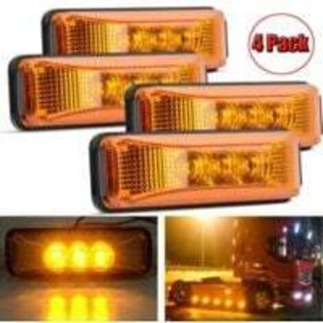 Lot de 4 feux de gabarit avant 3,9 pouces, 3 LED ambrées, étanches, montage en surface pour camion, remorque, camping-car 12 V (1/4)
