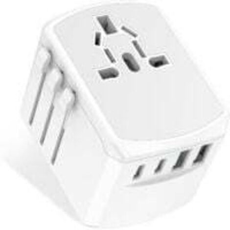 Adaptateur de voyage universel multiprise mondiale - Chargeur de voyage international avec 2 ports USB C et 2 ports USB, adaptateur de voyage tout-en-un Royaume-Uni vers UE, États-Unis, Royaume-Uni, A